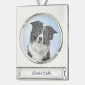 Collie-verf aan de rand - Kute Original Dog Art Verzilverd Banner Ornament (Links)