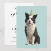 Collie verjaardagsfeestje kaart (Voorkant / Achterkant)