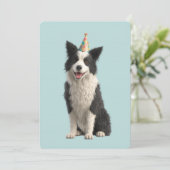 Collie verjaardagsfeestje kaart (Staand voorkant)