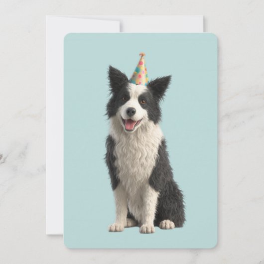 Collie verjaardagsfeestje kaart (Voorkant)
