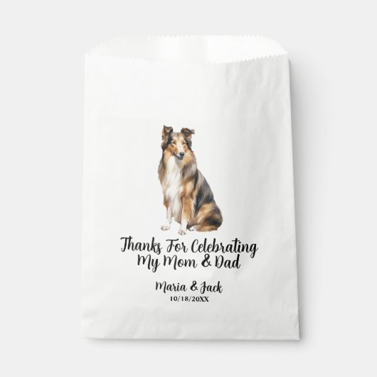 Collie Volledige Kleur Huisdier Bruiloft Bedankzakje (Voorkant)