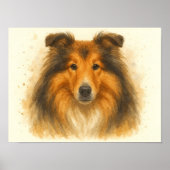 Collie Waterverf Portret - Geliefde Dog Art Poster (Voorkant)