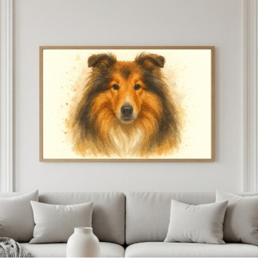 Collie Waterverf Portret - Geliefde Dog Art Poster