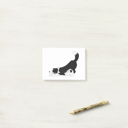 Collie Yoga (zwart en wit) Post-it® Notes (Op bureau)