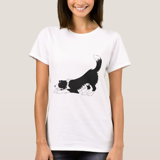 Collie Yoga (zwart en wit) T-shirt (Voorkant)