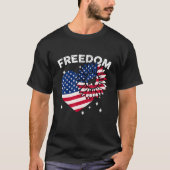 Collie Zonnebloem Hart Amerikaanse Vlag Vrijheid T-shirt (Voorkant)