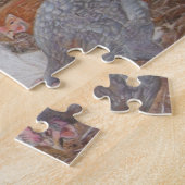 colliehond aan de zwarte en witte rand met kippen legpuzzel (Zijkant)