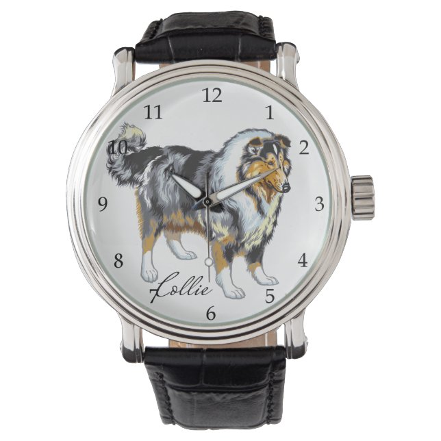 colliehond horloge (Voorkant)