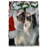 Collies en Kerstman Kerstmis Medium Cadeauzakje (Voorkant)