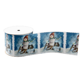 Collies en Snowman Kerstmis Grosgrain Lint