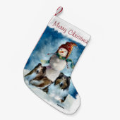 Collies en Snowman Kerstmis Kleine Kerstsok (Voorkant (Hangend))