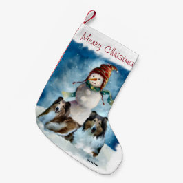 Collies en Snowman Kerstmis Kleine Kerstsok