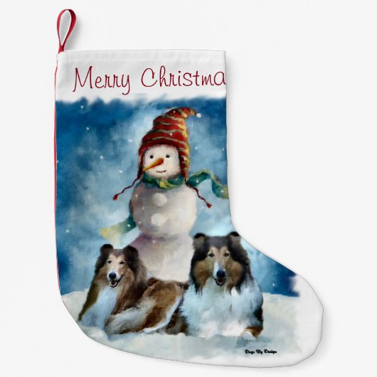Collies en Snowman Kerstmis Kleine Kerstsok (Voorkant)