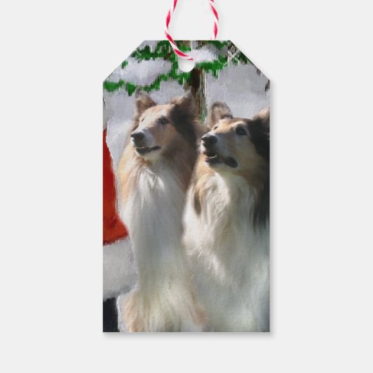 Collies ontmoeten Kerstmis Cadeaulabel (Achterkant)