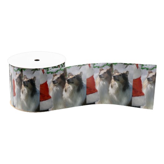 Collies ontmoeten Kerstmis Grosgrain Lint (Spoel)