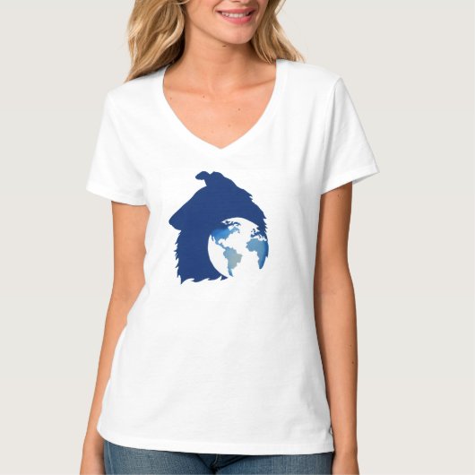 ColliesWithoutBorders Logo op een V-hals t-shirt (Voorkant)