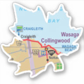 Collingwood Ontario Kaart Sticker (Voorkant)