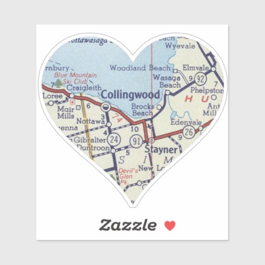 Collingwood Ontario kaart Sticker (Vel)