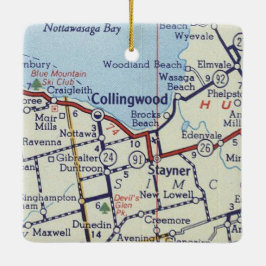 Collingwood op kaart keramisch ornament