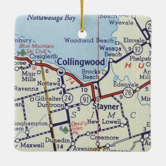 Collingwood op kaart keramisch ornament (Achterkant)