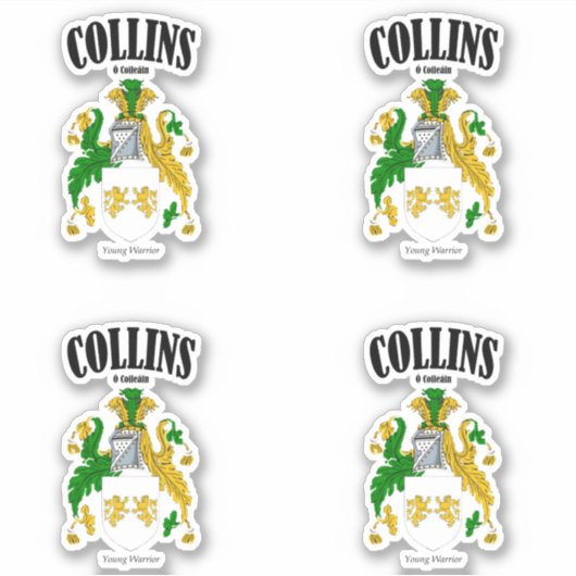 Collins Crest Ierse vertaling en betekenis (x4) Sticker (Voorkant)