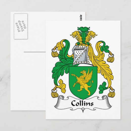 Collins Family Crest Briefkaart (Voorkant / Achterkant)