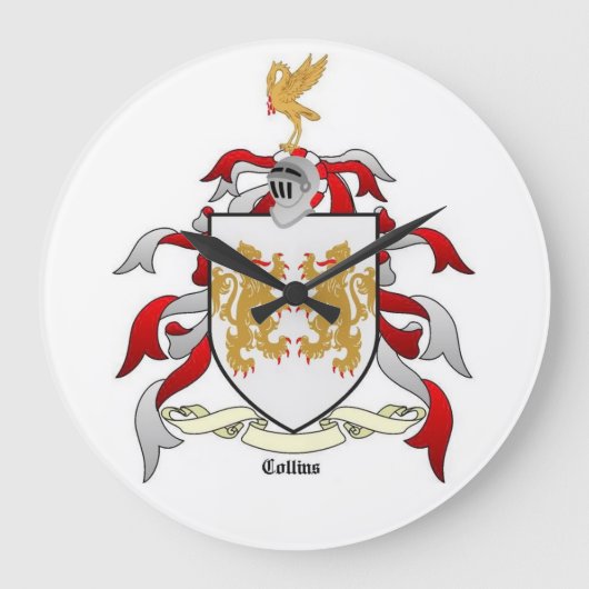Collins Family Crest Heraldry Wall klok (Voorkant)