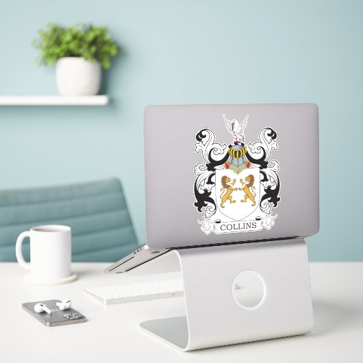 Collins Family Crest Sticker (Laptop op bureau)