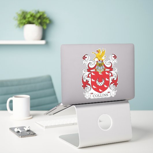 Collins Family Crest Sticker (Laptop op bureau)