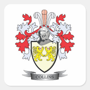 Collins wapenschild vierkante sticker