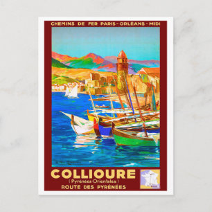 Collioure, Pyreneeën, Frankrijk, boten in de haven Briefkaart