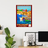 Collioure, Pyreneeën, Frankrijk, boten in de haven Poster (Thuiskantoor)