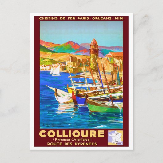 Collioure, Pyreneeën, Frankrijk, schepen op de hav Briefkaart (Voorkant)