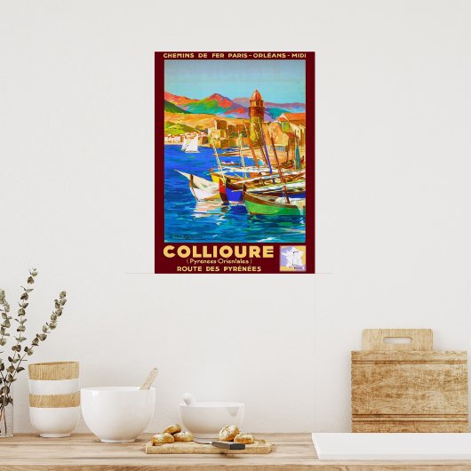 Collioure, Pyreneeën, Frankrijk, schepen op de hav Poster (Keuken)