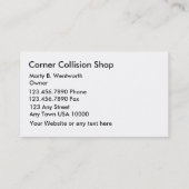 Collision Shop-Visitekaartjes Visitekaartje (Achterkant)