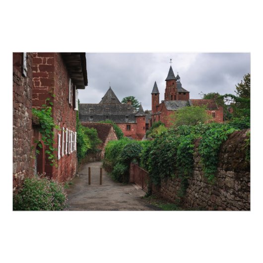 Collonges-la-Rouge, de foto van het rode dorp Foto Afdruk (Voorkant)