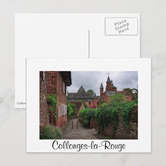 Collonges-la-Rouge witte briefkaart van de tekstte (Voorkant / Achterkant)