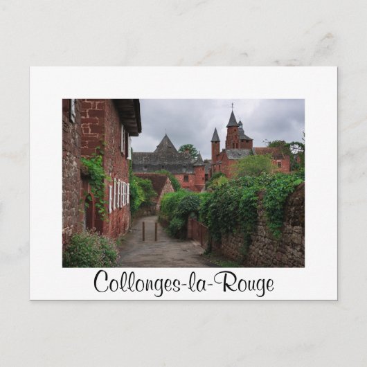 Collonges-la-Rouge witte briefkaart van de tekstte (Voorkant)