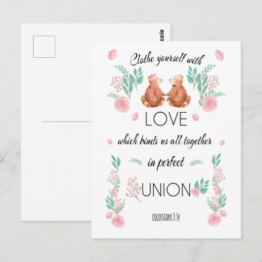 Collossians 3:14 Kleef jezelf met liefde Briefkaart (Voorkant / Achterkant)