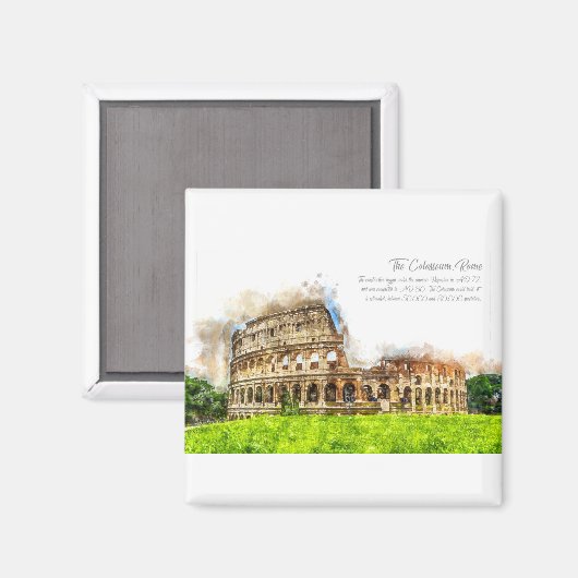 Colluseum Rome Watercolor Magneet (Voorkant / Achterkant)