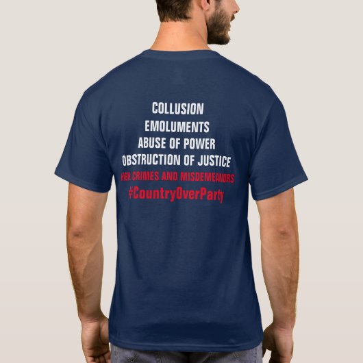 Collusie Emolumenten Obstructie Impeachment T-shirt (Achterkant)