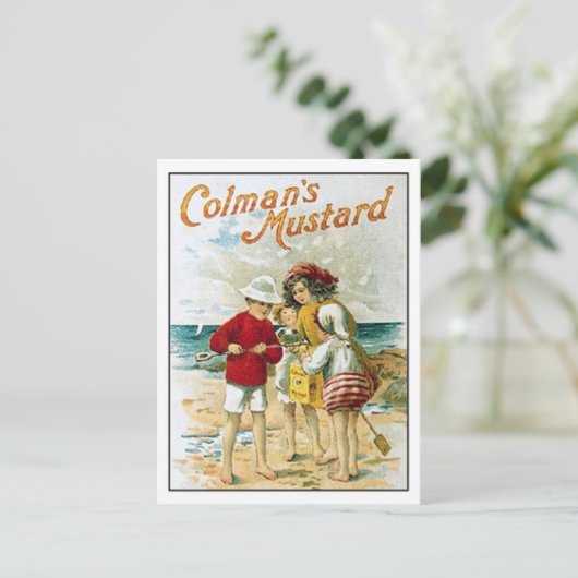  Colman's mosterd Kinderen op de strand Ad Briefkaart (Staand voorkant)