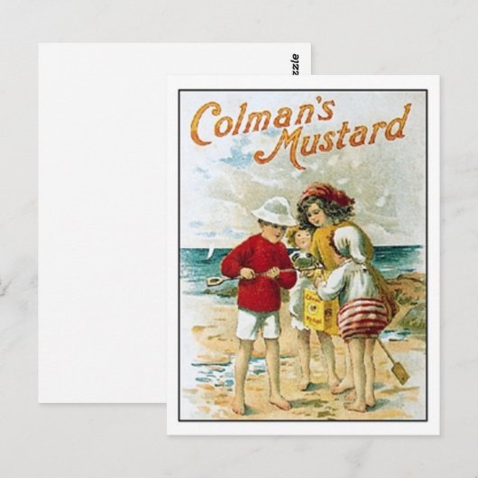 Colman's mosterd Kinderen op de strand Ad Briefkaart (Voorkant / Achterkant)