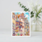 Colmar Alsace Frankrijk Travel Place Waterverf Briefkaart (Staand voorkant)