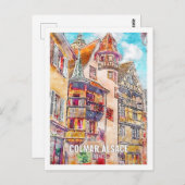 Colmar Alsace Frankrijk Travel Place Waterverf Briefkaart (Voorkant / Achterkant)