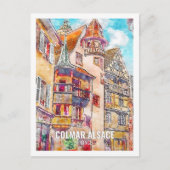 Colmar Alsace Frankrijk Travel Place Waterverf Briefkaart (Voorkant)
