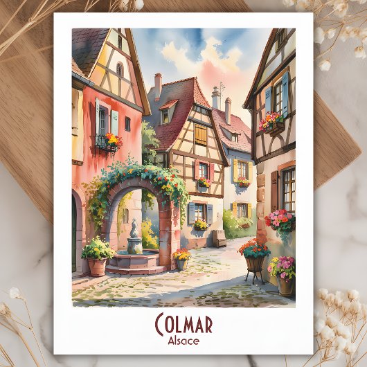 Colmar Elzas Frankrijk Reizen  Waterverf Briefkaart