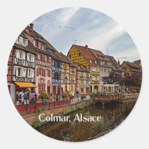 Colmar, Elzas, Frankrijk schilderachtig foto Ronde Sticker