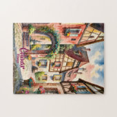 Colmar France Alsace Watercolor Travel Custom Text Legpuzzel (Horizontaal)