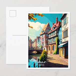 Colmar France Art vintage reisillustratie Briefkaart